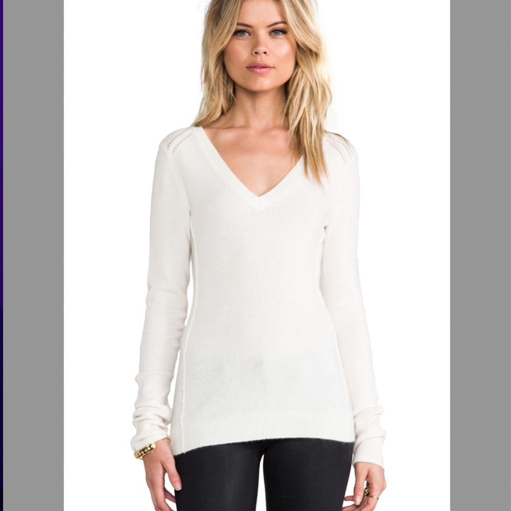 INHABIT V-Neck Featherweight Cashmere Sweater NWOT/sz L